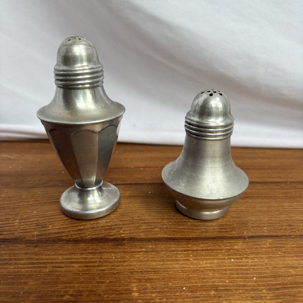 Vintage Mid-century aluminum salt & pepper shakers